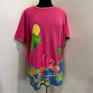 Quacker Factory flamingo sweater 1X plus size